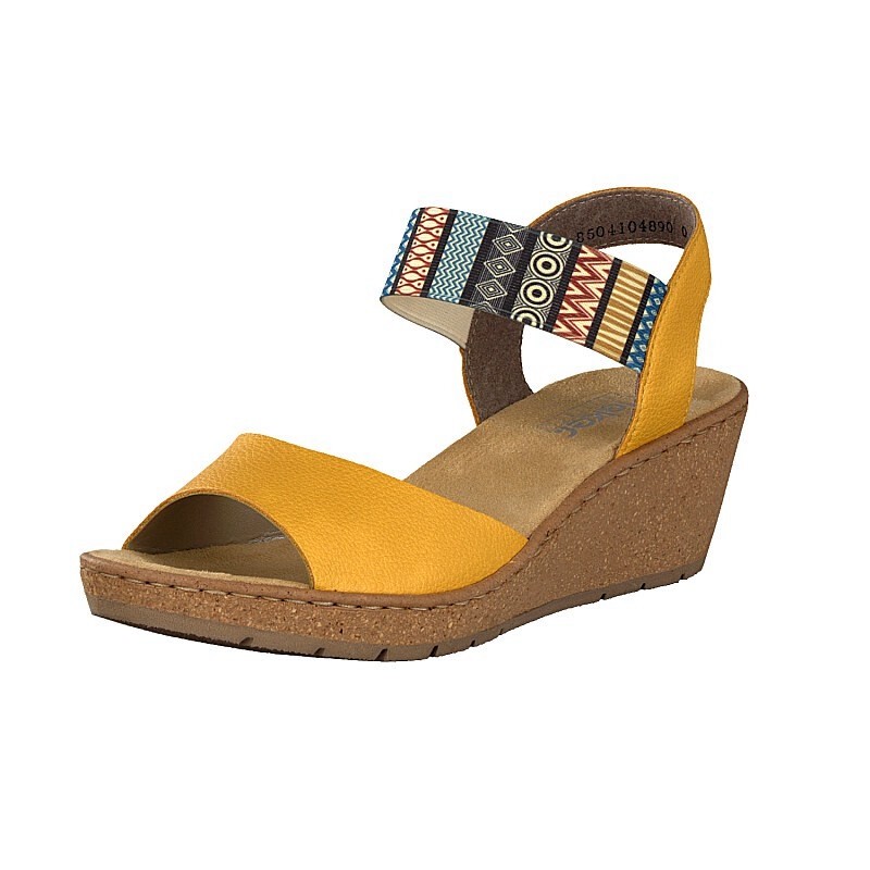 Sandalias Cunha Rieker V19H4-68 Para Mulher - Amarelas